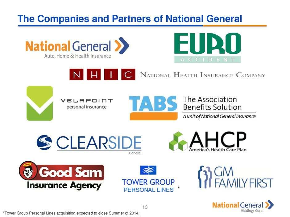 The Companies and Partners of National General 13 * *Tower