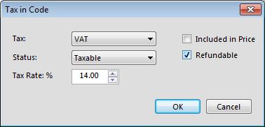 Tax In Code The next step is to select the New button to actually enter the different taxes to be charged on this code.