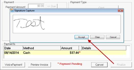 Item Capture and Save Electronic Signatures During Finalize Select this item to Require the customer s signature during the finalize process for cash, check, and electronic payments.
