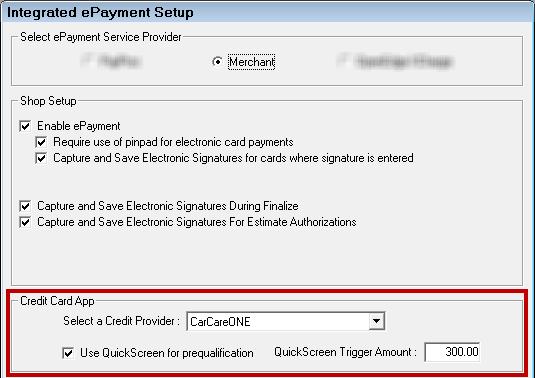 Configuring QuickScreen There are two places to configure QuickScreen functionality: Electronic Payment Setup in R.O.