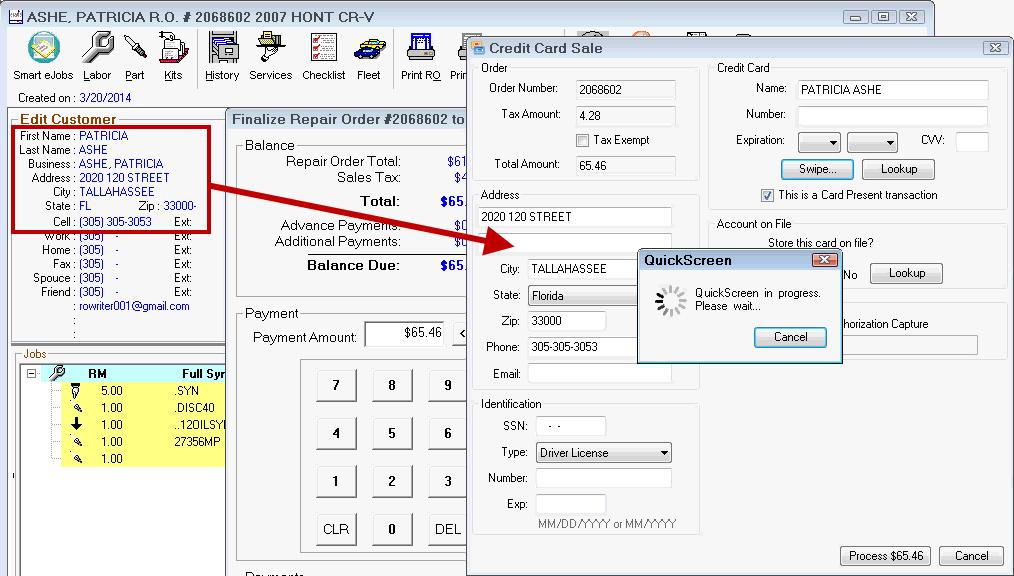 Using the QuickScreen Trigger Amount Merchant Partners First Mile Electronic Payments When the QuickScreen Trigger Amount (page 62) is set in R.O.