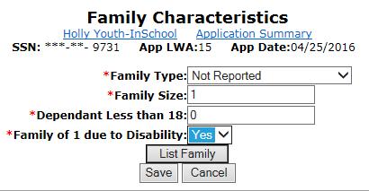 55 Family of One due to a Disability For documentation, must have: