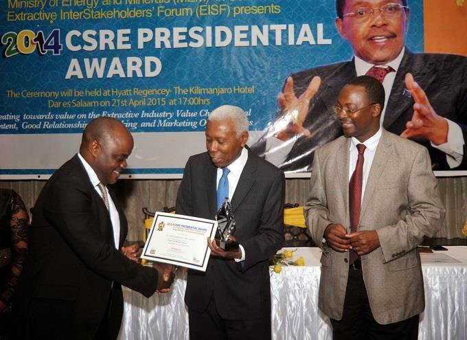 of its investment in improving the road network close to the mine Awards are part of a programme jointly run by the Tanzanian Ministry of Energy and Minerals and the Extractive Inter-Stakeholders