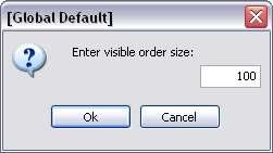 set the default visible order size for iceberg orders: Bracket On