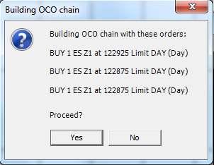 Enter the second order. 5. Continue to place orders for each part of the desired OCO. 6. Click the OCO button.
