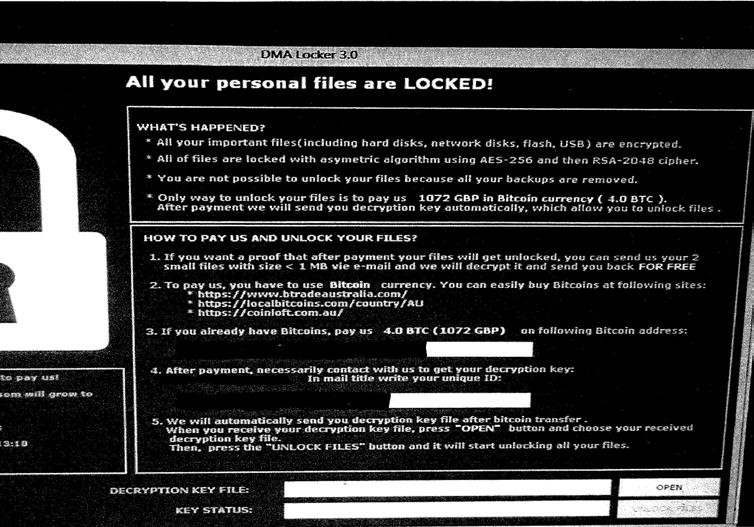 Some industry specific examples Miami Family Medical Centre A ransomware attack.