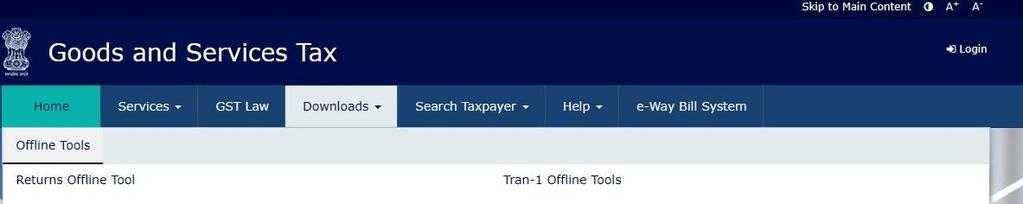 DOWNLOADING THE OFFLINE TOOL Downloading the Offline Tool is a one-time activity, however, it may require an update in future if the Tool is updated at the GST Portal.