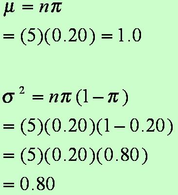 Binomial Dist. Mean and Variance: Example For the example regarding the number of late flights, recall that π =.