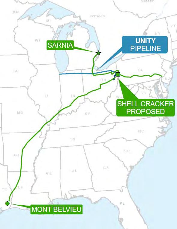 Utica NGLs Downstream Projects Unity Pipeline (Harvest Pipeline, NiSource, Somerset Gas JV) Provides Utica condensate producers access to Western Canadian diluent market NGL line back to the Gulf
