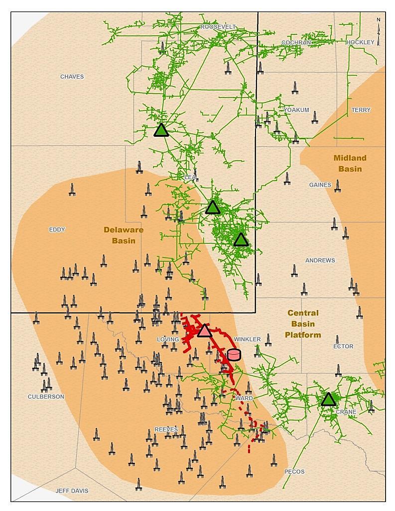Pro Forma Targa Delaware Basin Assets Highlights Over 5,000 miles of pipeline across 3 systems (Outrigger Delaware, Sand Hills and Versado) Expect to connect Outrigger Delaware assets to Sand Hills