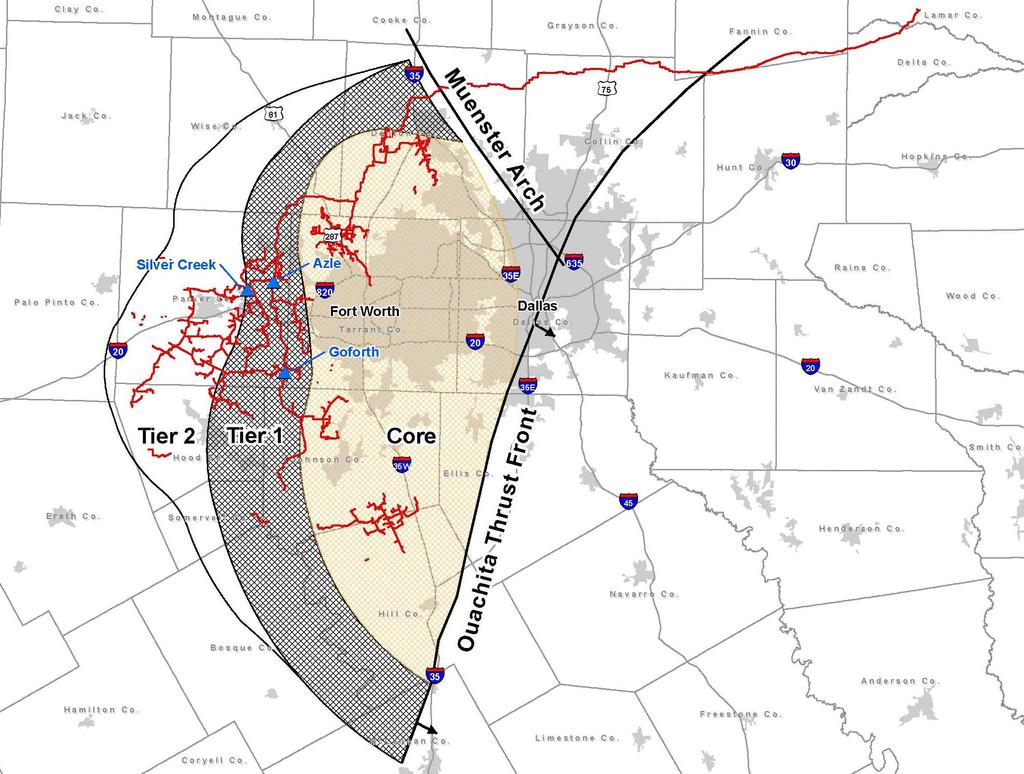 North Texas: Strategically Positioned for Barnett Shale North Texas Pipeline & Gathering Systems Gulf Crossing / NGPL Processing Plant New, well-positioned assets Denton Gathering