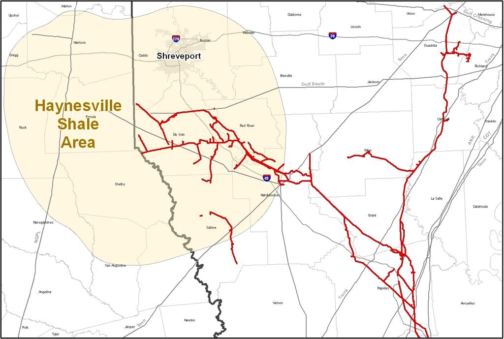 LIG: Haynesville Projects Original Red River Project 240 MMcf/d (100% Contracted) Black Lake Interconnect Phase III 35 MMcf/d (100% Contracted) North LIG