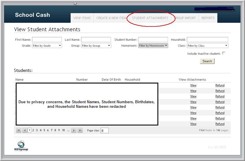Using the STUDENT ATTACHMENTS Tab This tab allows the bookkeeper to see which fees have been assigned to students or staff, and also shows online payment dates and amounts, as well as online refunds.