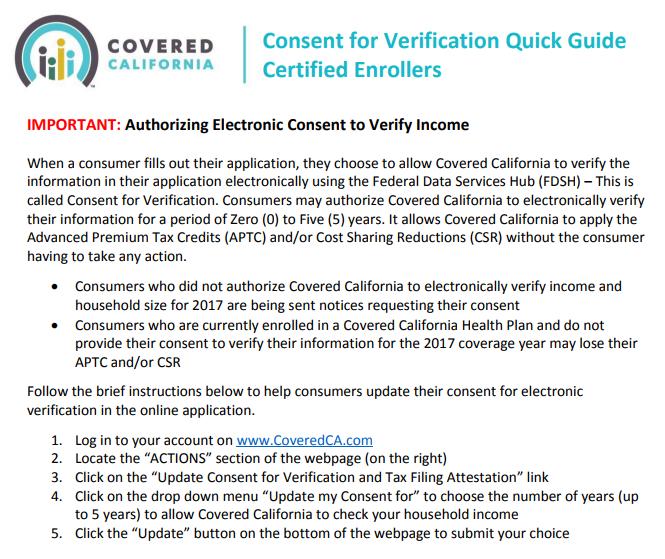 RENEWAL: Consent for Verification Tips Review the Consent for Verification Notice & Consent for Verification Quick