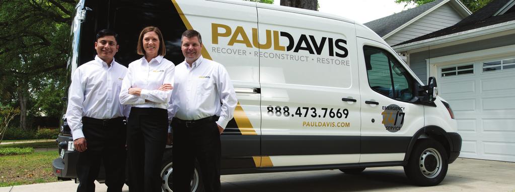 24 / 7/365 EMERGENCY SERVICE AND SUPPORT Paul Davis specializes in immediate response services when a disaster large or small damages your home or business.