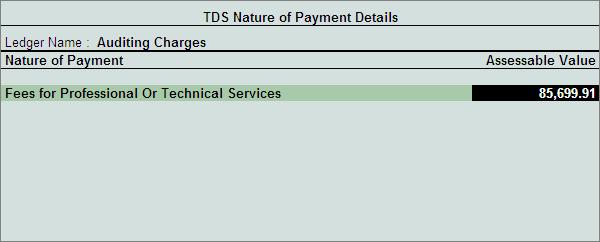 4. In Service Tax Details screen In Type of Ref field select New Ref In Name field select the default tax reference Purc/9-1 In Type of Service field Input Credit will be defaulted In Category field