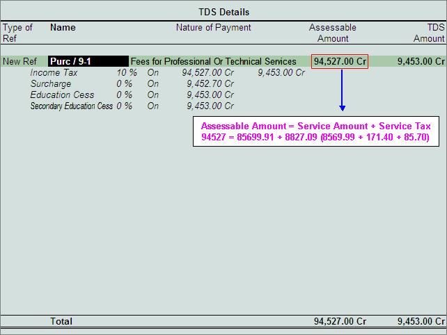 ERP 9 displays Service Tax Realisation for TDS Deducted Amount screen 17.