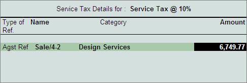 Figure 2.157 Service Tax Details Screen 6. In Debit Amount field tax amount Rs.6,749.77 will be displayed 7.