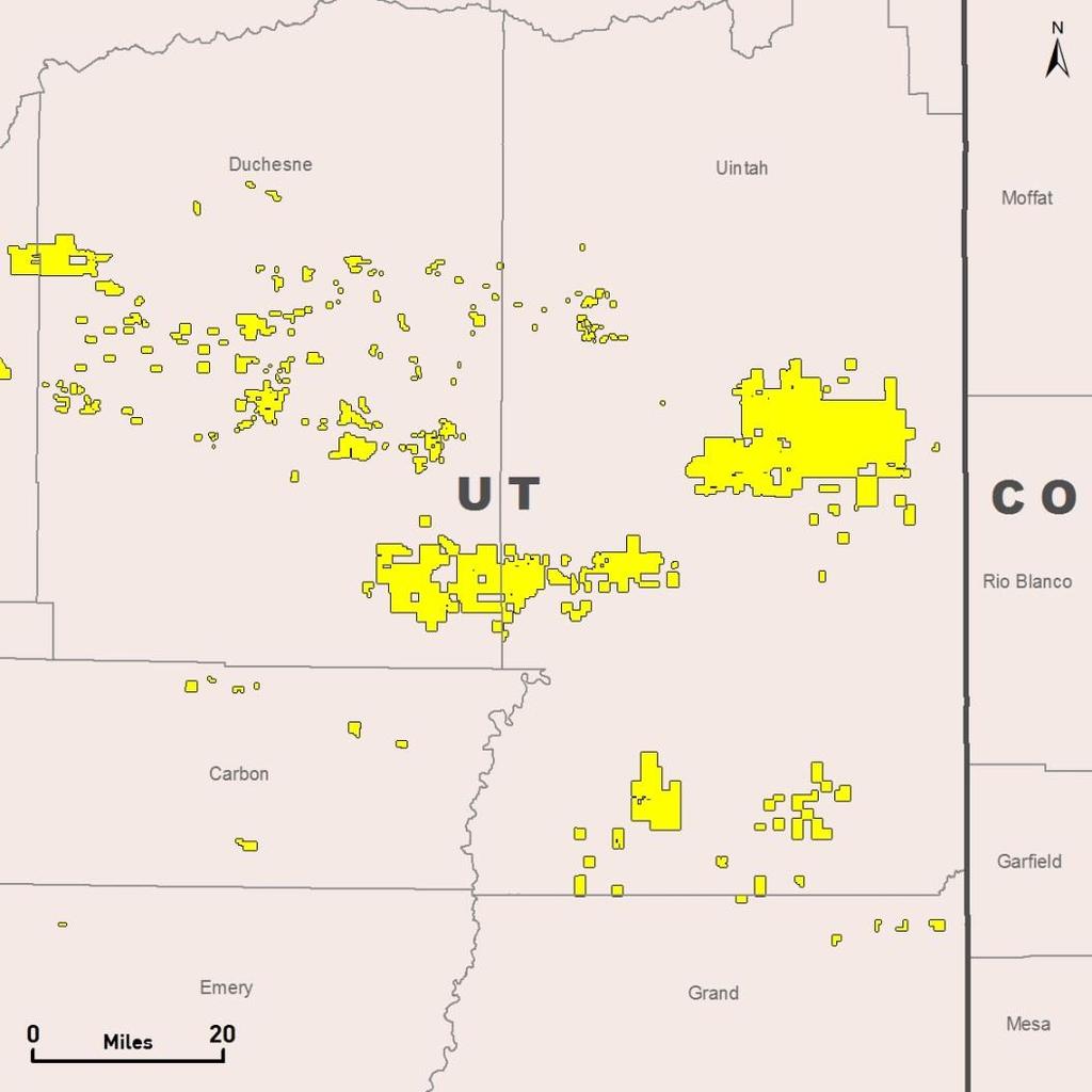 Uinta Basin Greater Red Wash Area Profile (1) Net acres 230,000 (2) 110,000 (3) Gross operated producing wells 766 (2), 106 (3) Average WI Current Producing Wells 84% (2), 98% (3) Average WI/NRI
