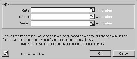 Figure 5-2 The second Paste Function dialog box. Chapter 2 describes how to work with functions and provide their arguments.