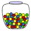 Question: A glass jar contains: 6 red, 5 green, 8 blue and 3 yellow marbles.