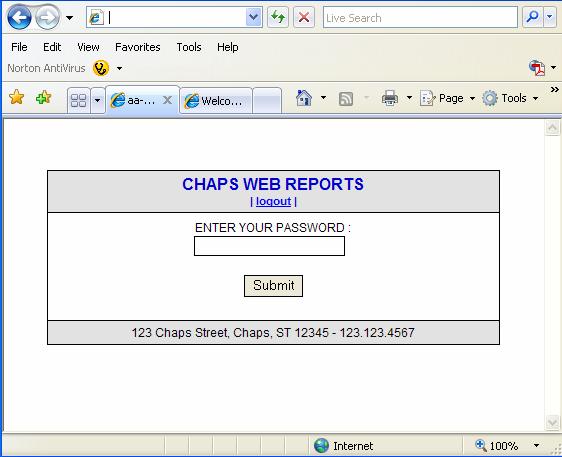 WEB-BASED REPORTS For users without access to the CHAPS program interface, web-based reports are made available. The reports are generated by owner. A password is assigned to each user.