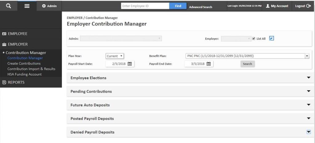 Contribution Manager Functionality through the Employer Portal Important note: The features outlined below are applicable only when using the Contribution manager via the Employer Portal (Options 2,