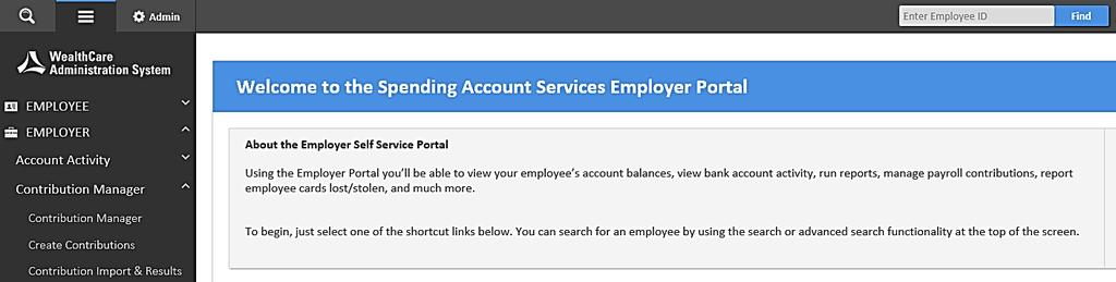Step 6: Select Employer then Contribution Manager You can navigate back to the Main