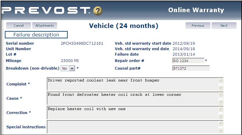 6.3 CLAIM TYPE VEHICLE STANDARD WARRANTY You may attach PDF or JPEG document(s) to the