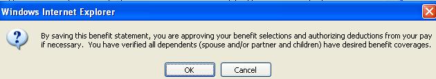 Now you ll see a prompt that informs you that you are about to make authorizations for payroll deductions (if