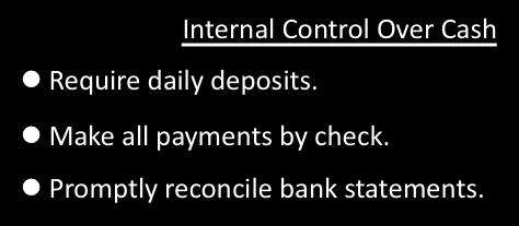 5-2 The Internal Control System Internal control objectives are to ensure: Bank Statements 1. Effective and efficient operations. 2. Reliable financial reporting. 3.