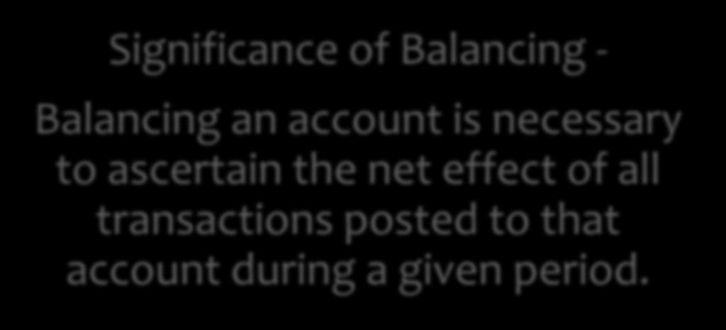 Significance of Balancing - Balancing an account is