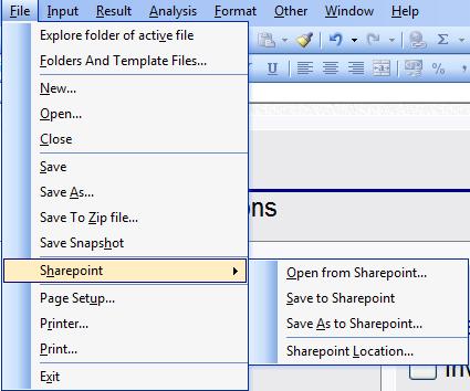 SharePoint file menu A SharePoint file menu has been added for quick open from and