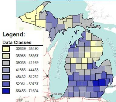 Household Median Income by County Percentage receiving SNAP benefits by County 25.0% Demographics of Michigan s Uninsured Depth of Poverty 21.