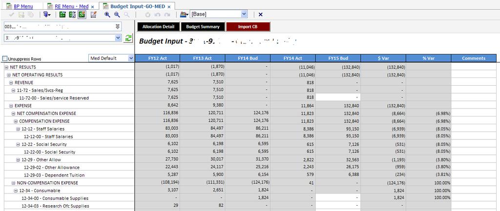 2. Add Dept-Funds this is used to add new General Operating only accounts that are not available for data entry to the model.
