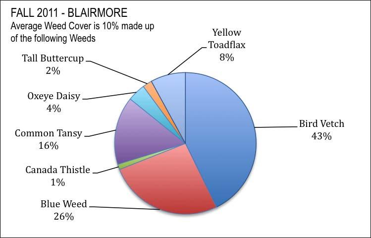 WEEDCOVERBLAIRMORE10% Fall 2011 Blairmore Weed Cover Weed Cover %