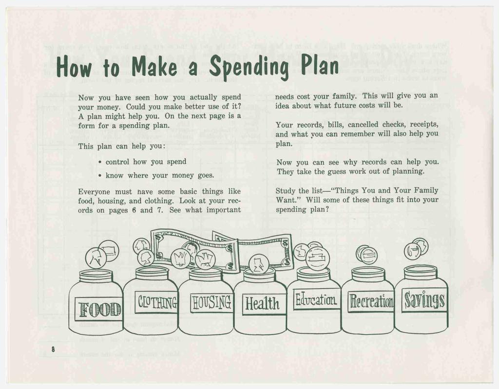How to Make a Spending Plan Now you have seen how you actually spend your money. Could you make better use of it? A plan might help you. On the next page is a form for a spending plan.