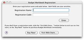 Registration You can use Budget Workbook for up to 40 launches on 20 different days before you must purchase a registration code.
