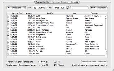 Transactions Transaction Entry The top section of the main window is used to enter your transactions. It has six fields for you to enter basic information about any expense you have.