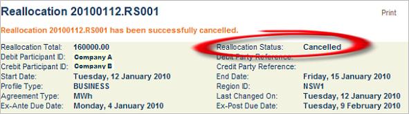 the reallocation displayed in Authorised Current, Future or Finished Cancelled