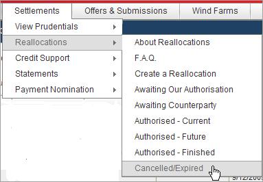 3.10 Viewing Cancelled or Expired The Cancelled/Expired menu contains a view of reallocation requests that have automatically expired, were cancelled or rejected.