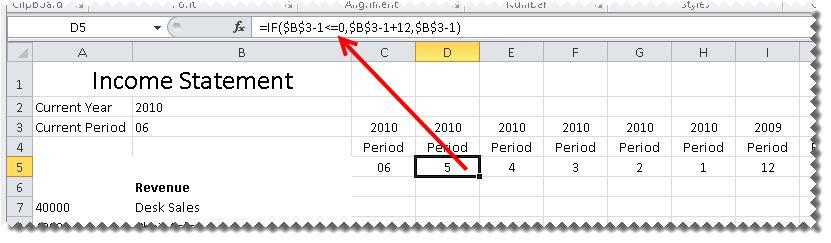 For this example, the IF statement is checking if two periods less than the current period is less than or equal to zero.