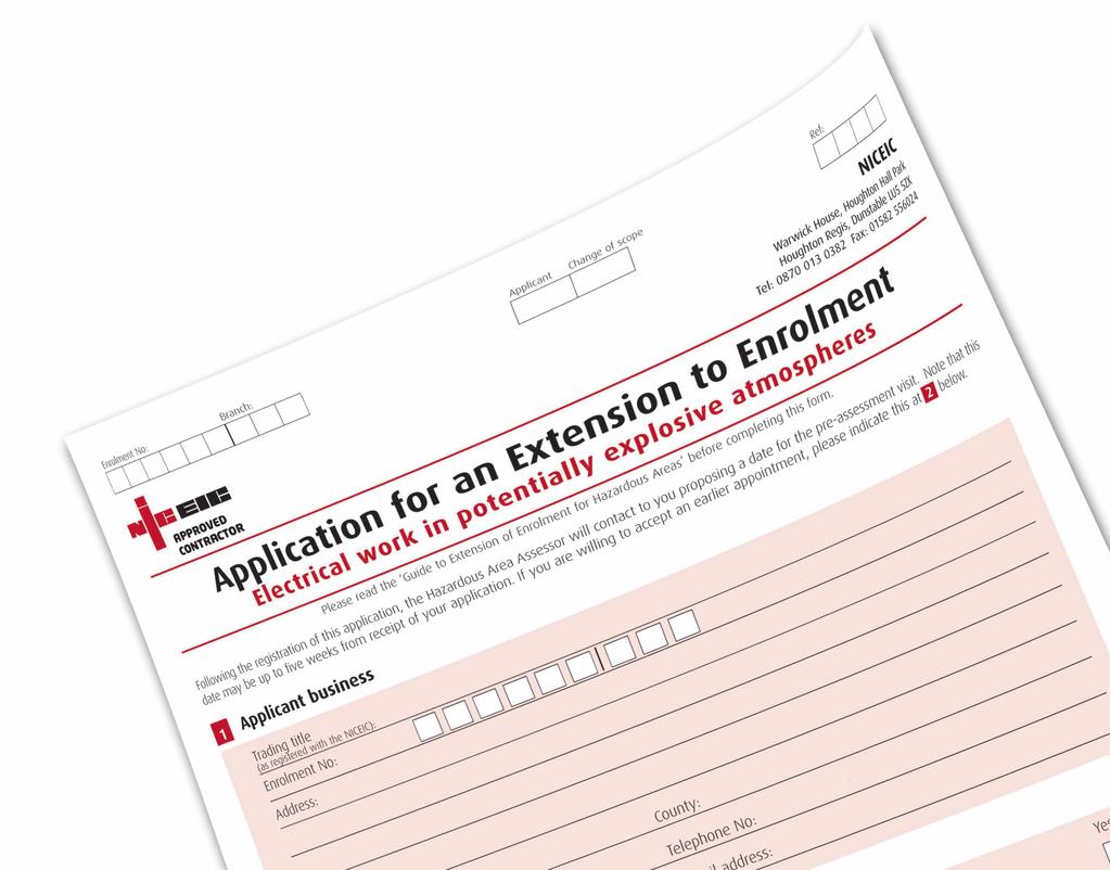 Guide to extension of enrolment (Electrical work in hazardous areas) The