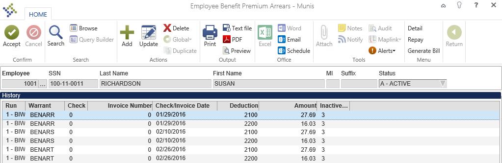 To show this, we ve added two more payrolls to our example above so that this employee now has a total of $131.16 to be paid back.