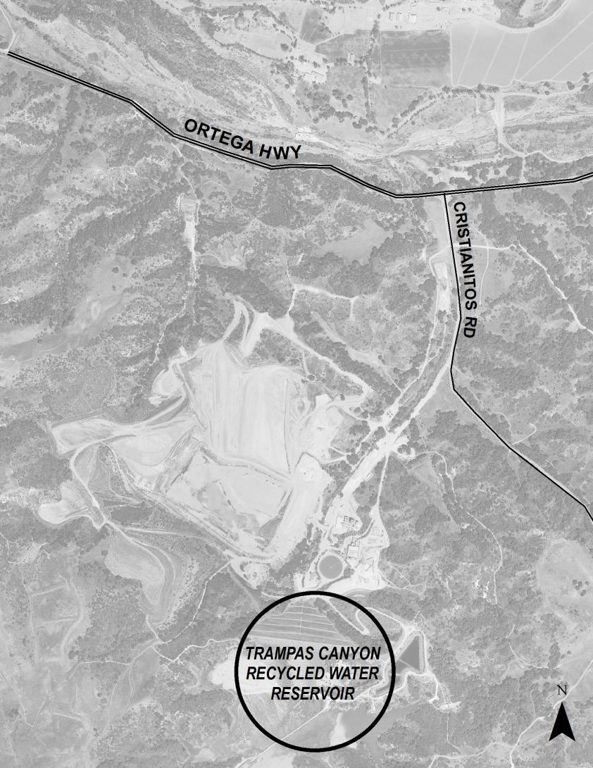 CIP# 17601 - Trampas Canyon Recycled Water Reservoir PROJECT LOCATION: PROJECT DESCRIPTION: Trampas Canyon recycled water reservoir is a 5,000 acre-foot seasonal storage reservoir that will allow the