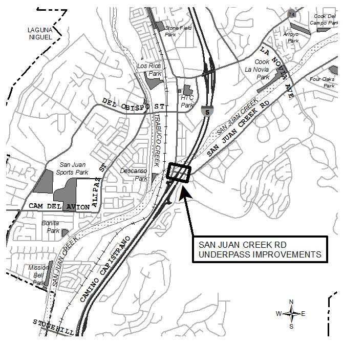 CIP# 07117 - I-5/SAN JUAN CREEK UNDERPASS IMPROVEMENTS PROJECT LOCATION: PROJECT DESCRIPTION: This intersection and road improvement project listed in the City's 2002 CCFP as project 10.