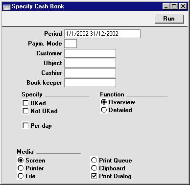 Chapter 2: Cash Book - Reports - Cash Book Cash Book initially print to screen and subsequently send the report to a printer using the Printer icon.