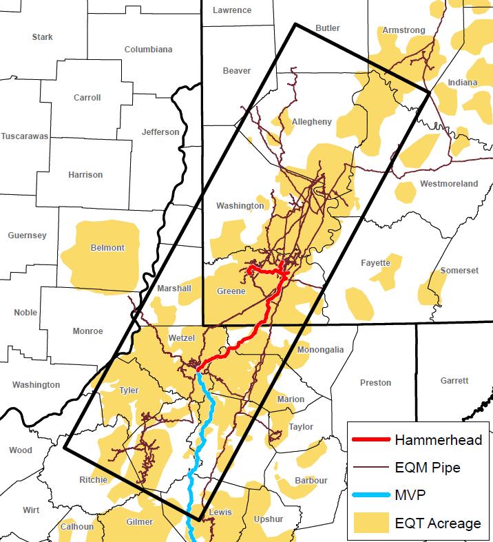 Hammerhead Gathering Pipeline Outlet for southwestern PA development to access southeast U.S.
