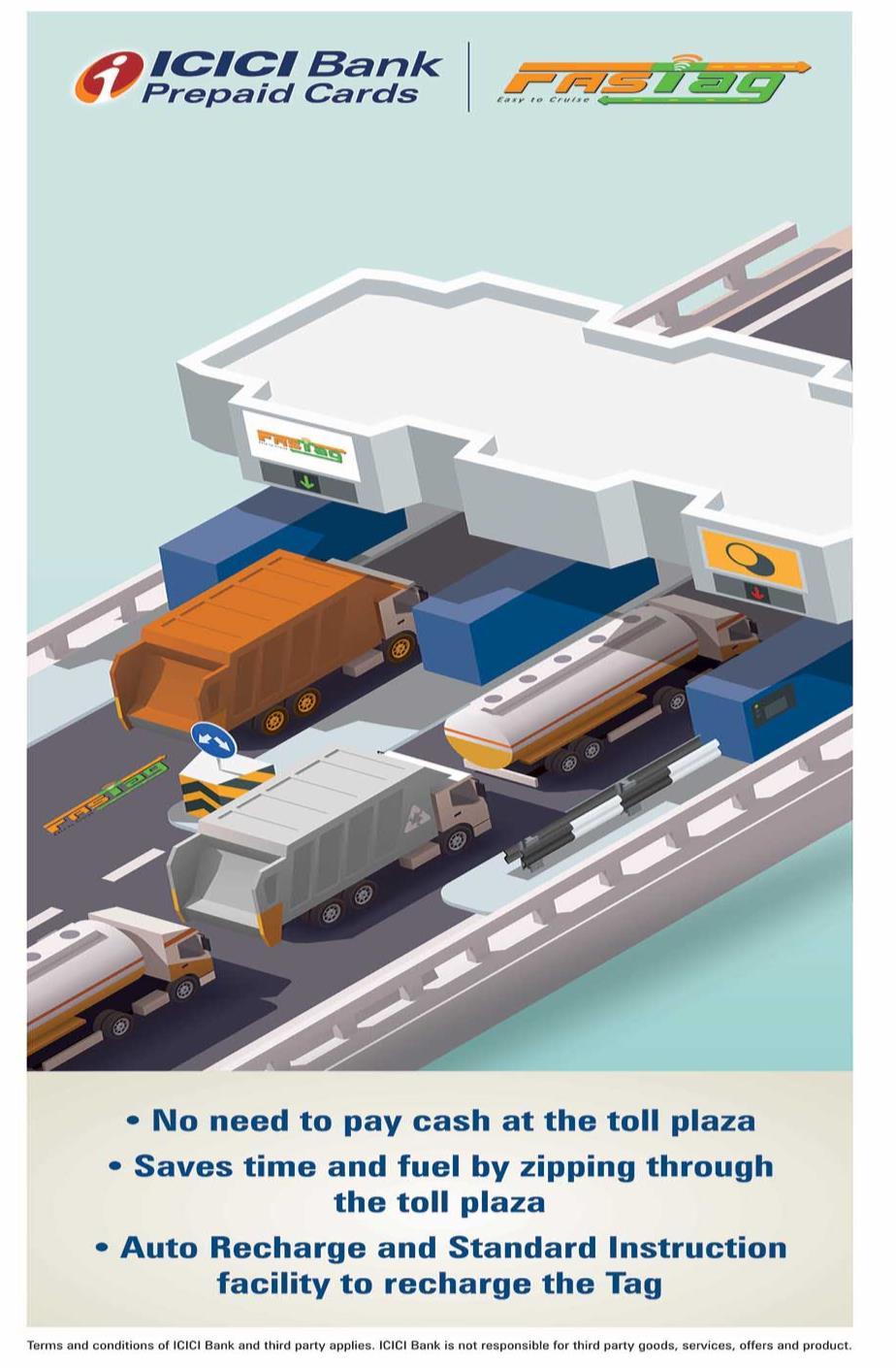 Growth in payments ICICI Bank was the first bank to launch and implement an inter-operable Electronic Toll Collection (ETC) platform on national highways The platform allows motorists to pay at