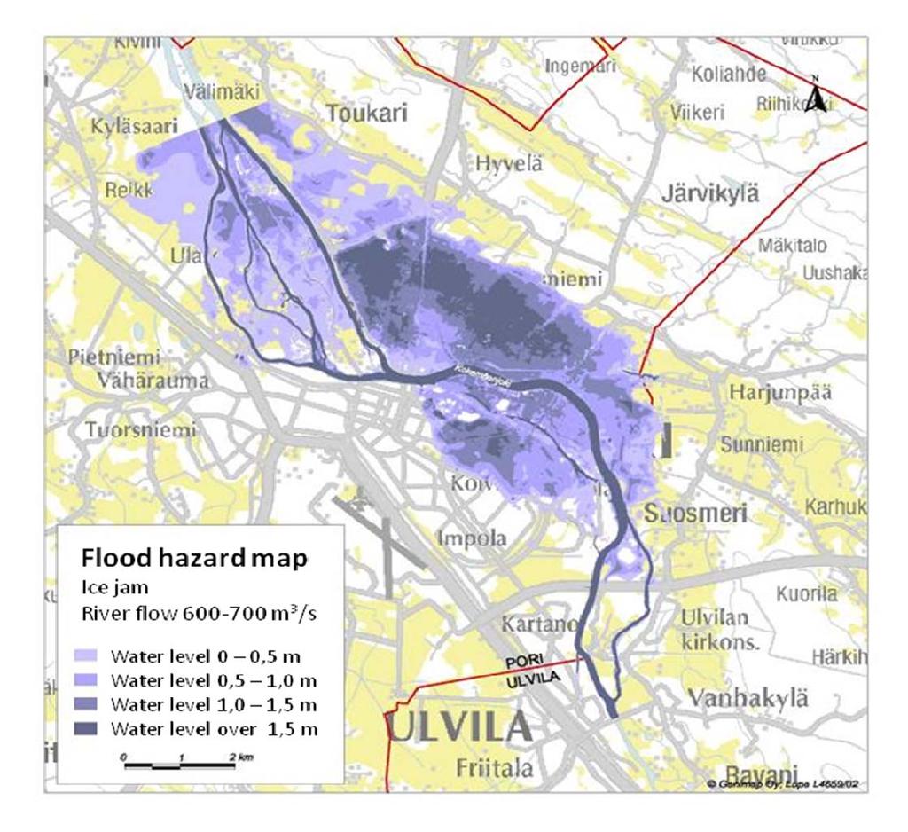 Flood Hazard and Risk Maps and Damage estimations Flood hazard and risk maps for several water level and flow probabilities: 2 % yearly probability (=once in fifty years repetitiveness) 1 % (1/100)